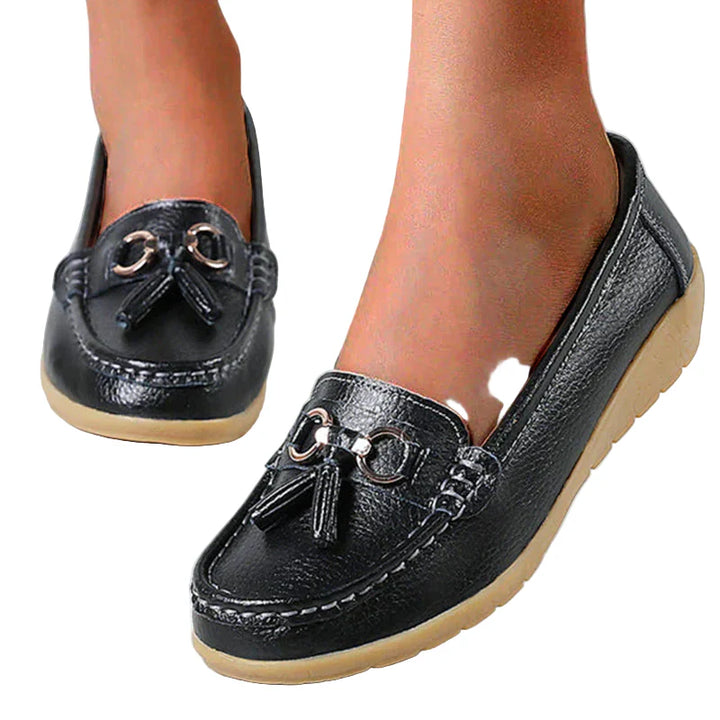 Women's Tassel Loafers with Metal Ring Detail | Work Flats