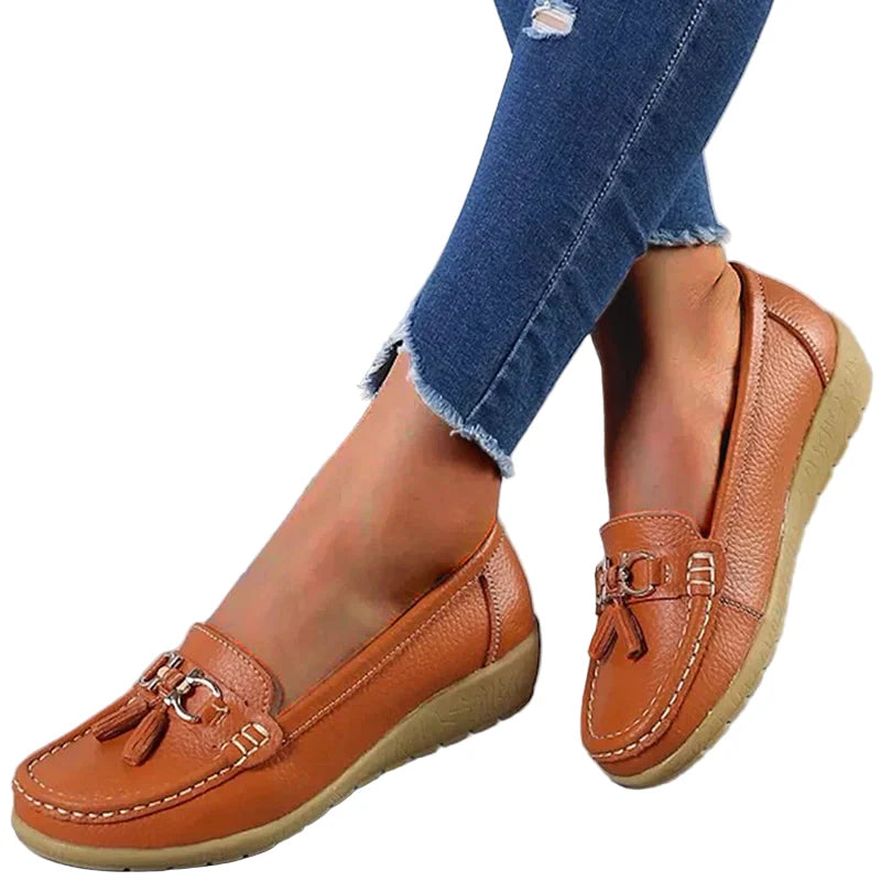 Women's Tassel Loafers with Metal Ring Detail | Work Flats