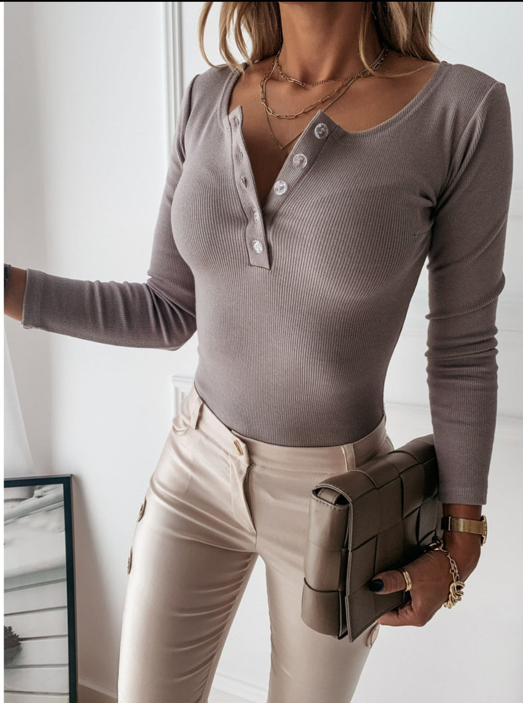 Women's Tight Shirt Button Front | Long Sleeve
