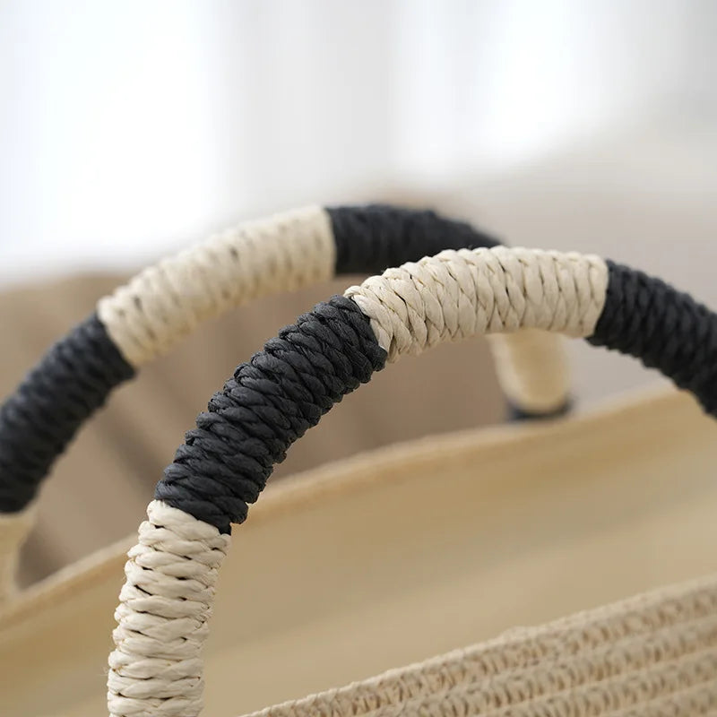 Women's Tote Bag Striped Woven Handle | Beach