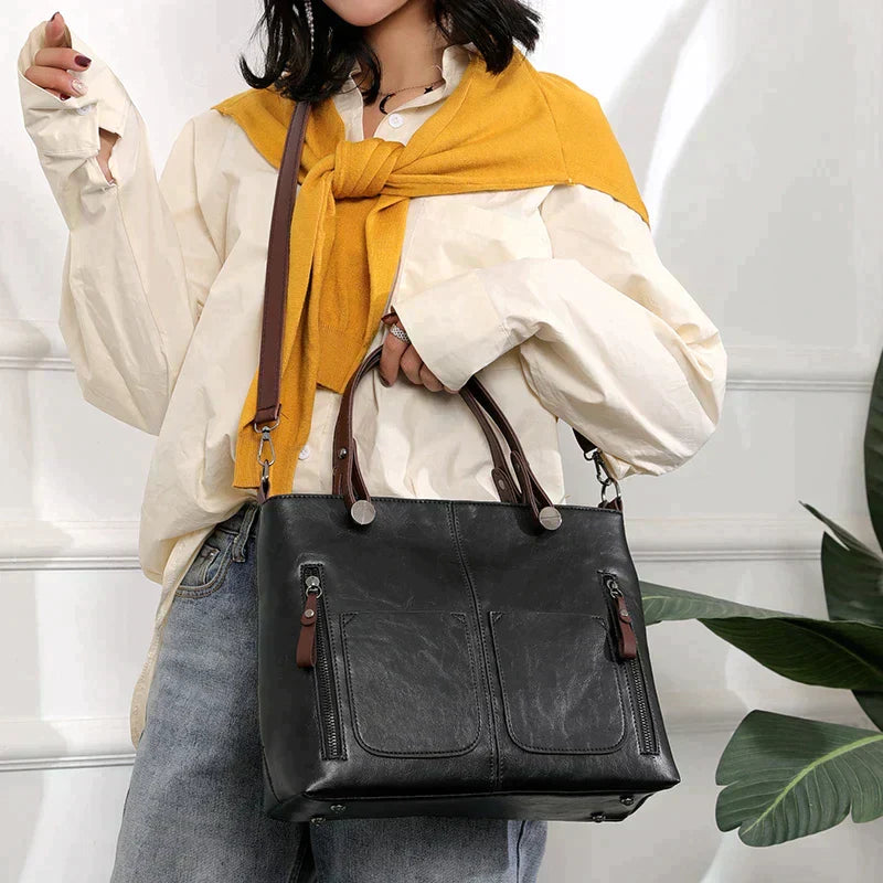 Women's Tote Bag with Front Zip & Pockets | Work
