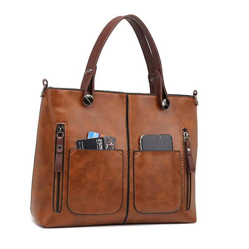 Women's Tote Bag with Front Zip & Pockets | Work