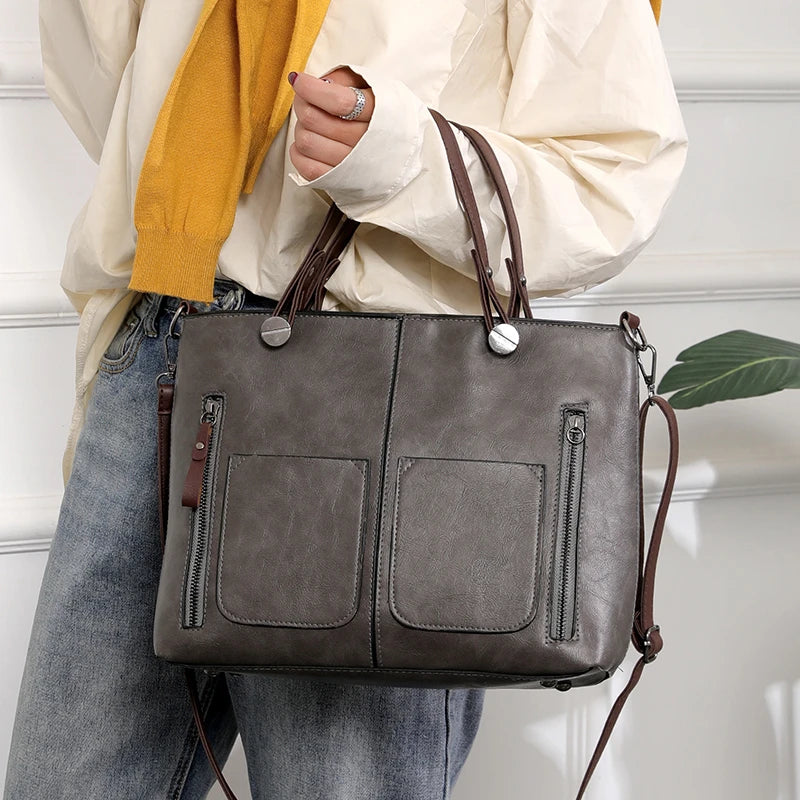 Women's Tote Bag with Front Zip & Pockets | Work