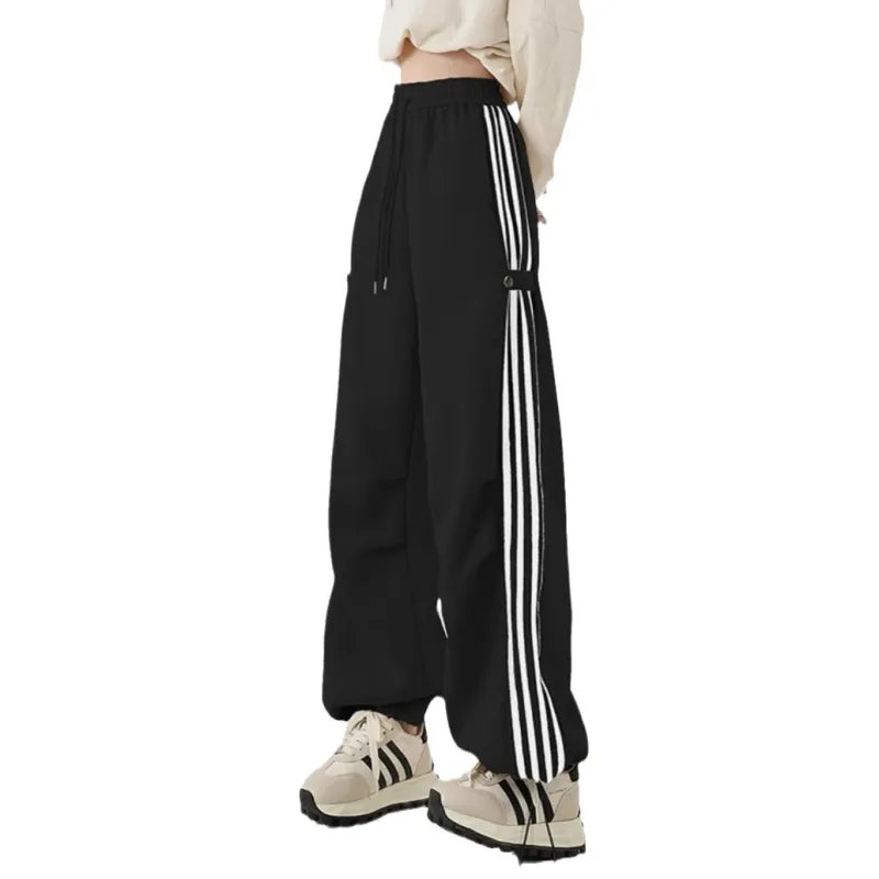 Women's Trackpants Baggy Wide Leg Side Stripe | High Waisted