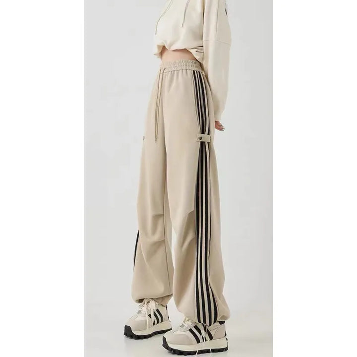 Women's Trackpants Baggy Wide Leg Side Stripe | High Waisted