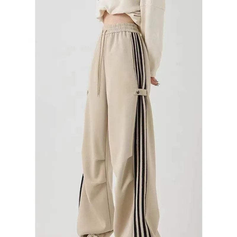 Women's Trackpants Baggy Wide Leg Side Stripe | High Waisted