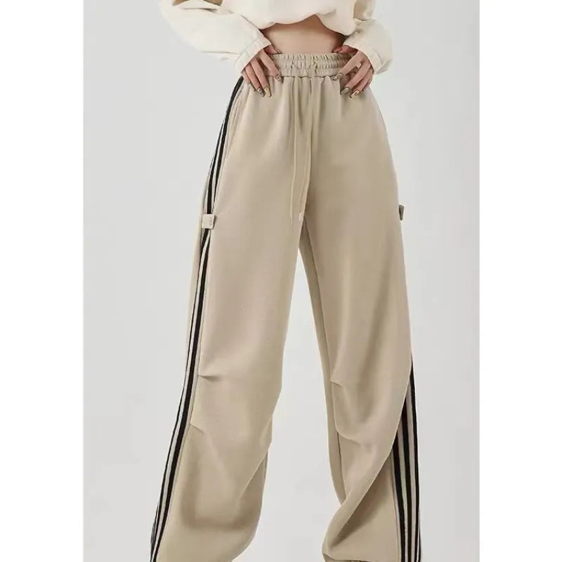 Women's Trackpants Baggy Wide Leg Side Stripe | High Waisted