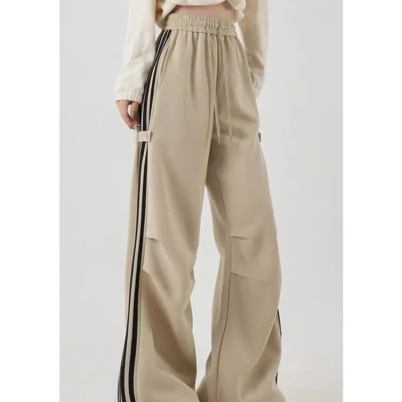 Women's Trackpants Baggy Wide Leg Side Stripe | High Waisted