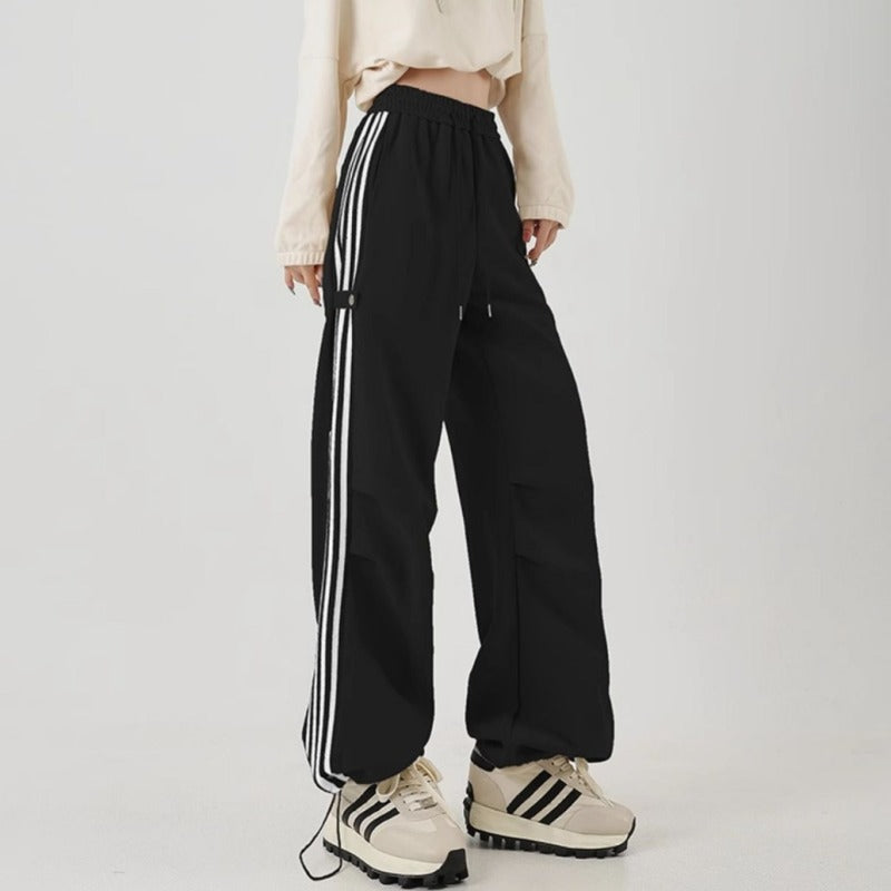 Women's Trackpants Baggy Wide Leg Side Stripe | High Waisted