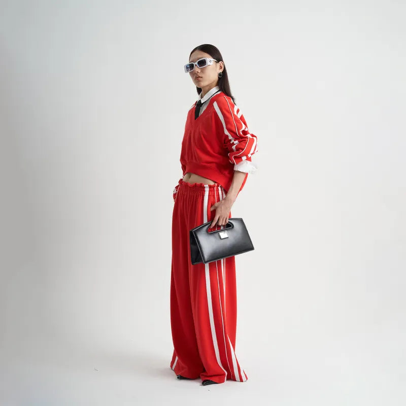 Women's Trackpants Wide Leg Side Stripe | Zip Pockets