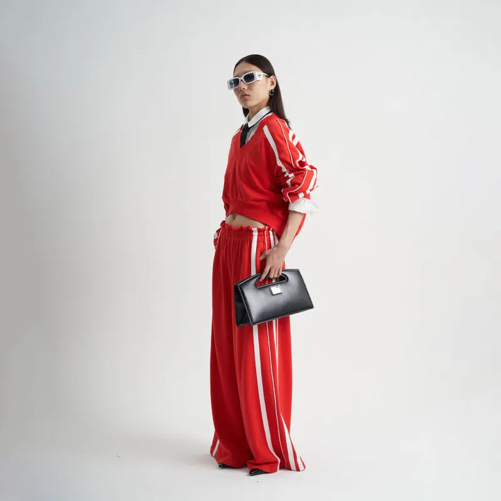 Women's Trackpants Wide Leg Side Stripe | Zip Pockets