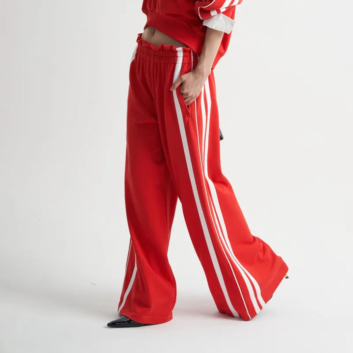 Women's Trackpants Wide Leg Side Stripe | Zip Pockets