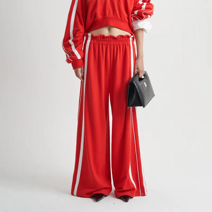 Women's Trackpants Wide Leg Side Stripe | Zip Pockets