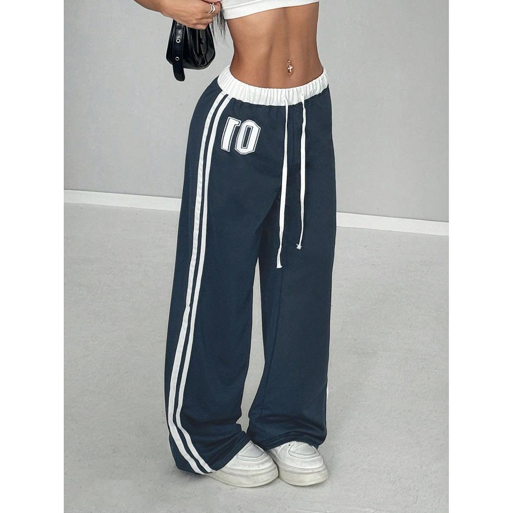 Women's Trackpants Wide Leg Striped Baggy | Drawstring