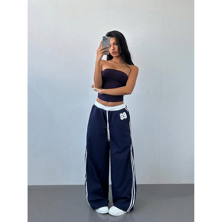 Women's Trackpants Wide Leg Striped Baggy | Drawstring