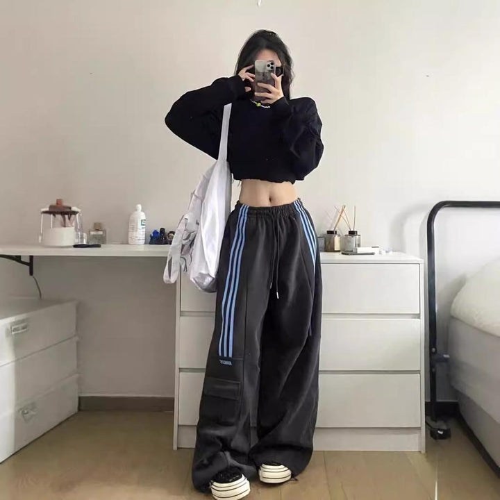 Women's Trackpants with Side Stripes & Cargo Pockets | Baggy Fit