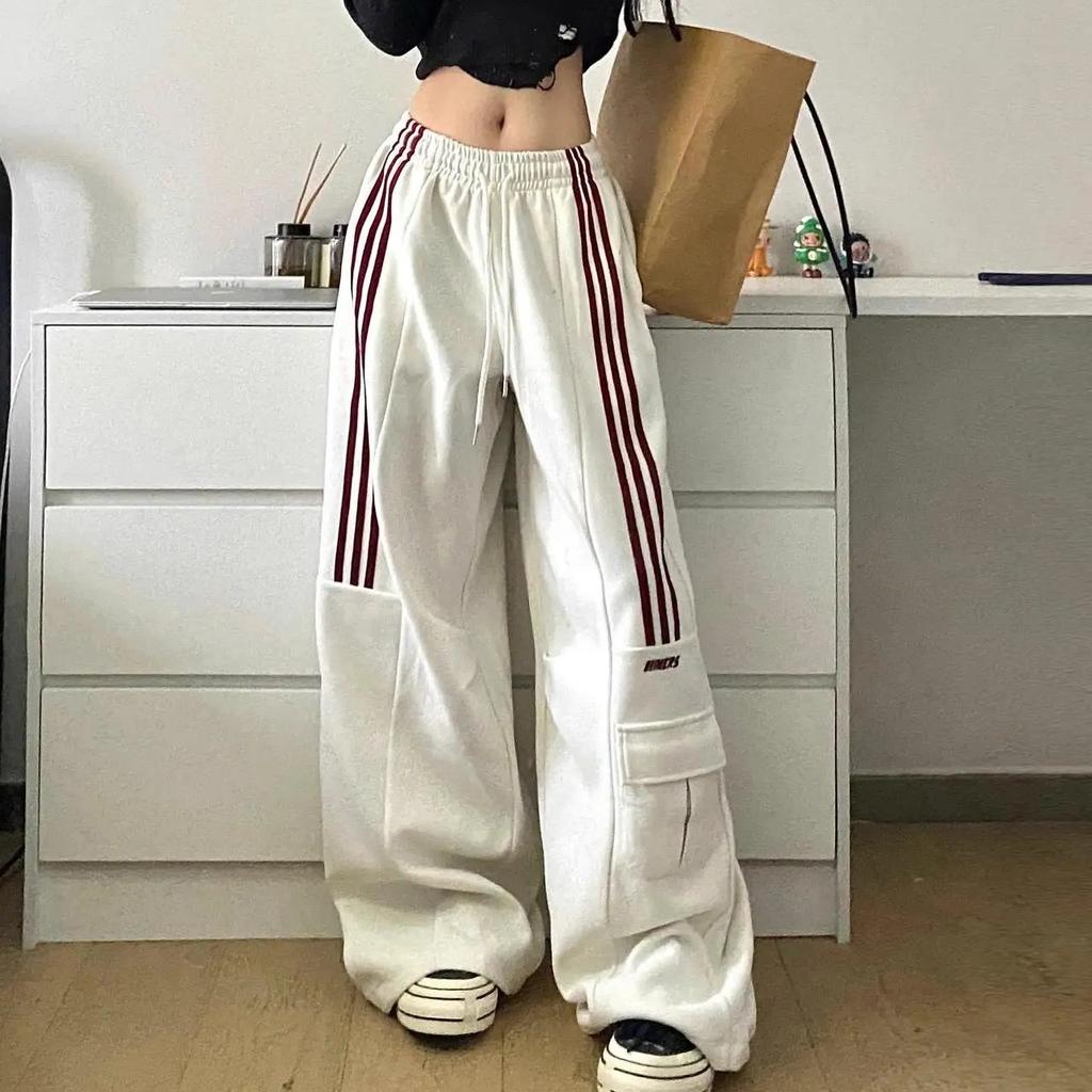 Women's Trackpants with Side Stripes & Cargo Pockets | Baggy Fit