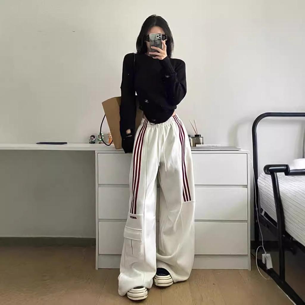 Women's Trackpants with Side Stripes & Cargo Pockets | Baggy Fit
