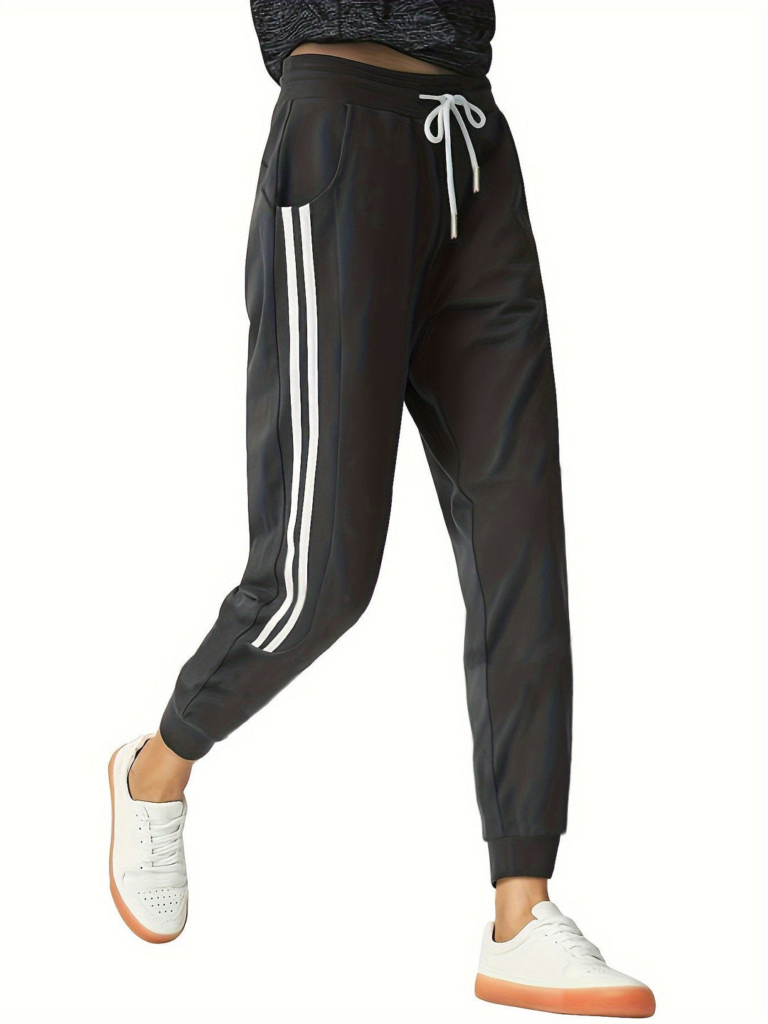 Women's Trackpants with Side Stripes & Drawstring | Cuffed Hem
