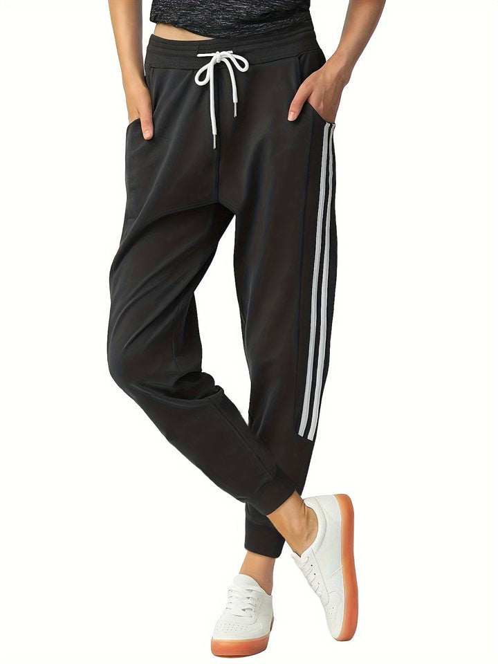 Women's Trackpants with Side Stripes & Drawstring | Cuffed Hem
