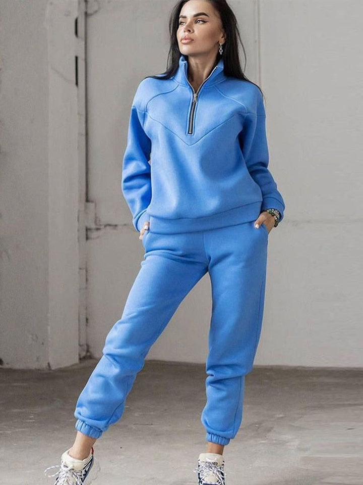 Women's Tracksuit Zip Neck Long Sleeve | Casual Set