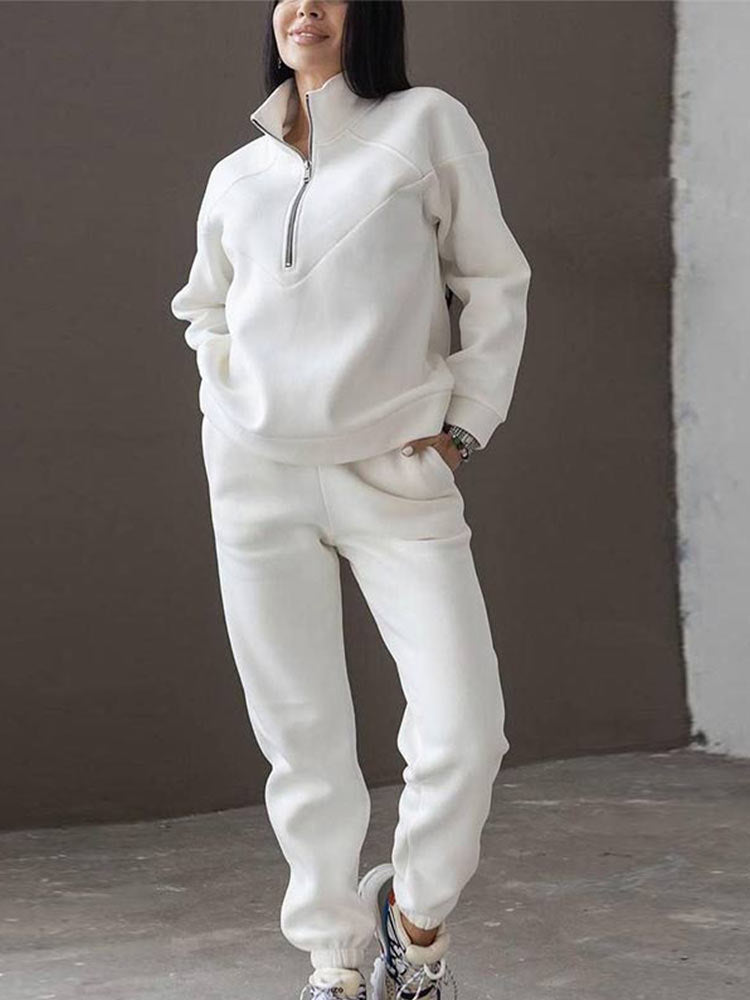 Women's Tracksuit Zip Neck Long Sleeve | Casual Set