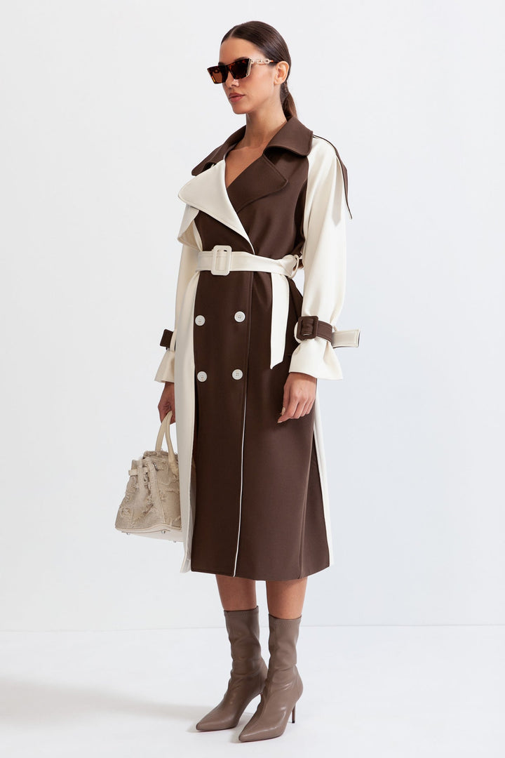 Women's Trench Coat Belted Longline Style | Elegant