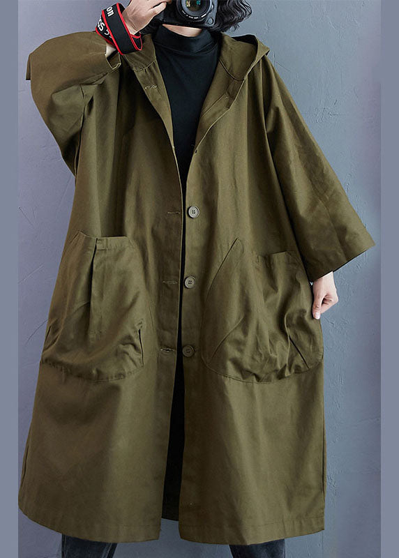 Women's Trench Coat Long Hooded Button Front | Oversized