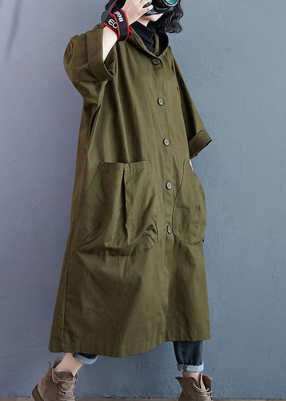 Women's Trench Coat Long Hooded Button Front | Oversized