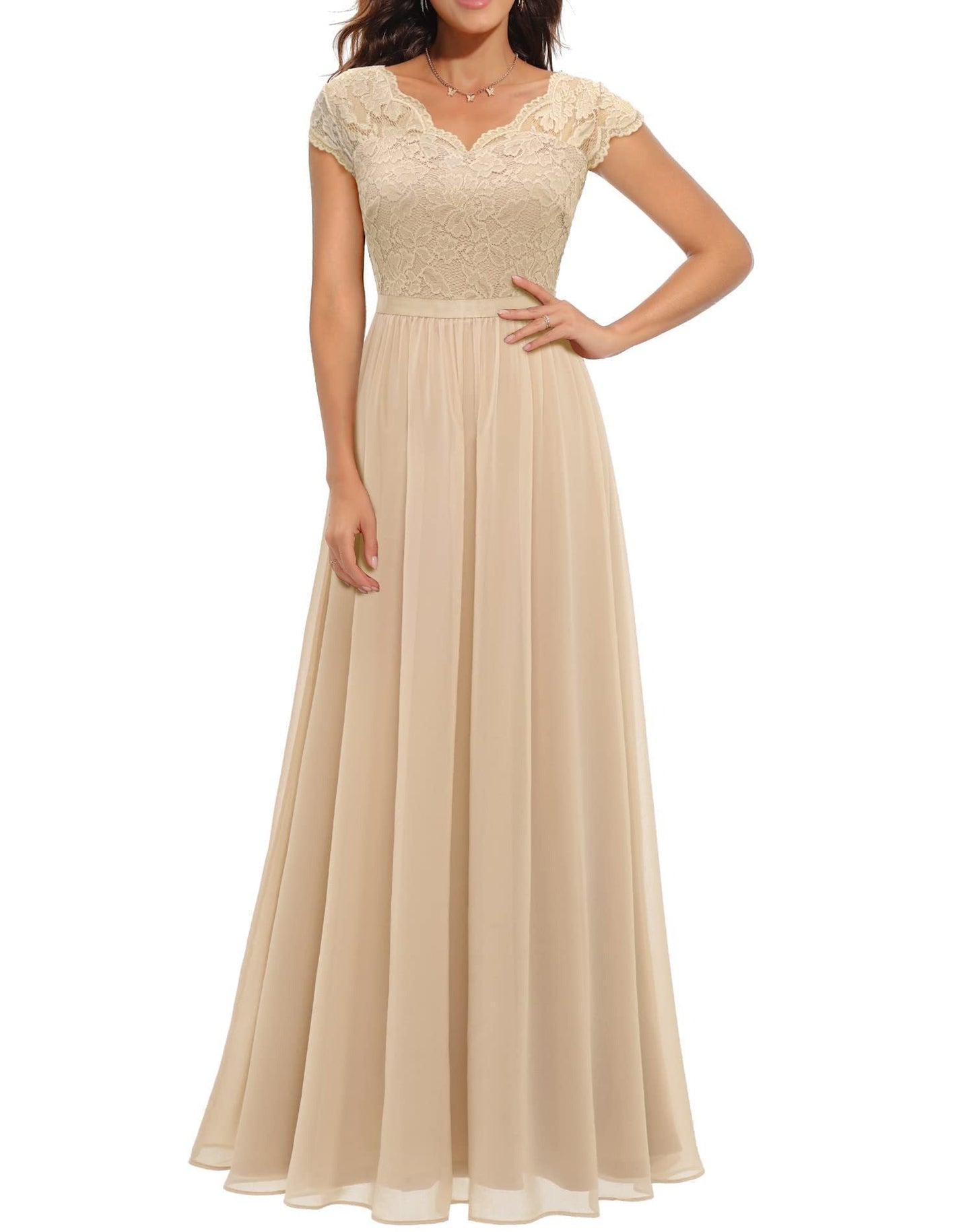 Women’s Wedding Dress Lace Bodice Short Sleeve | Maxi