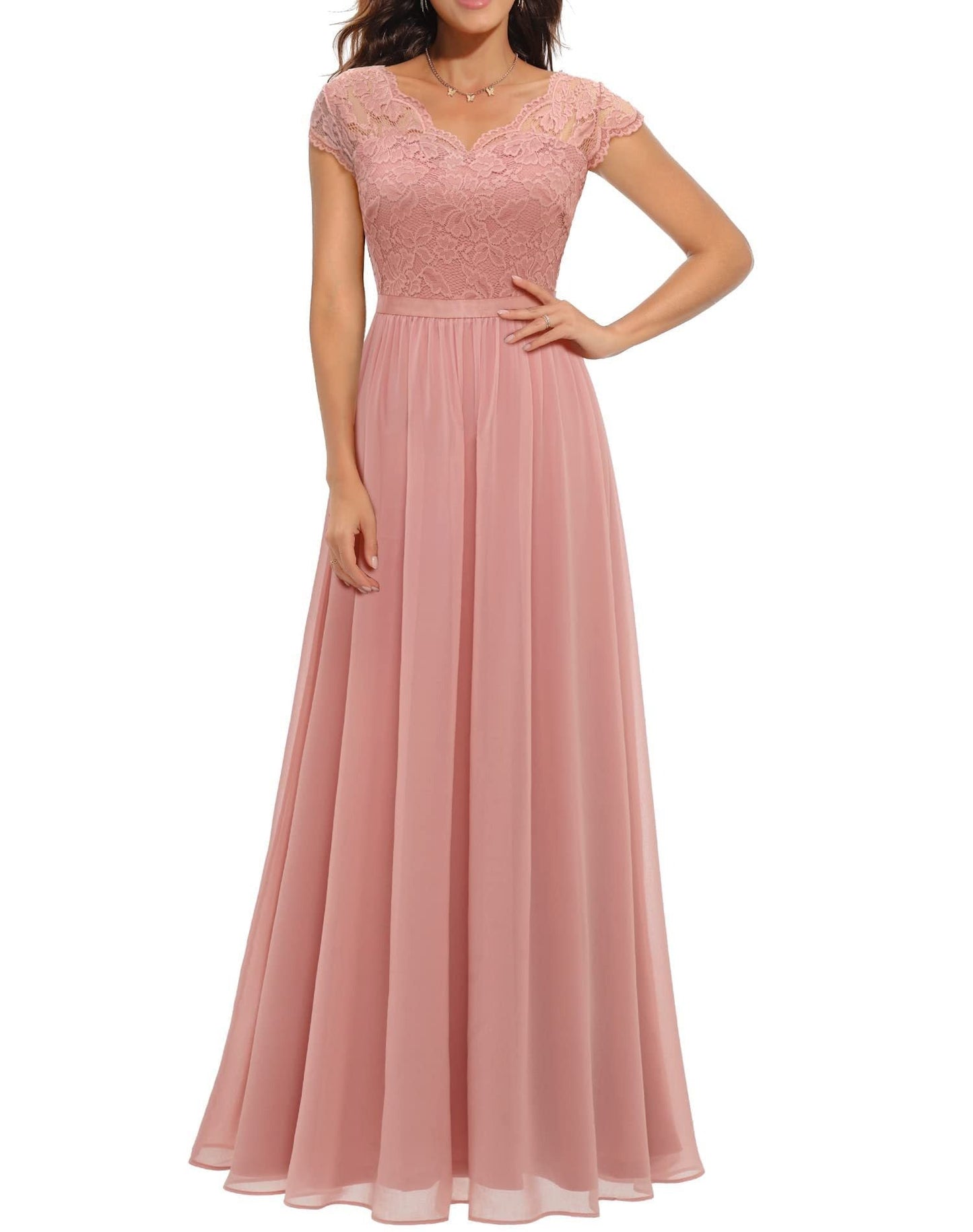 Women’s Wedding Dress Lace Bodice Short Sleeve | Maxi