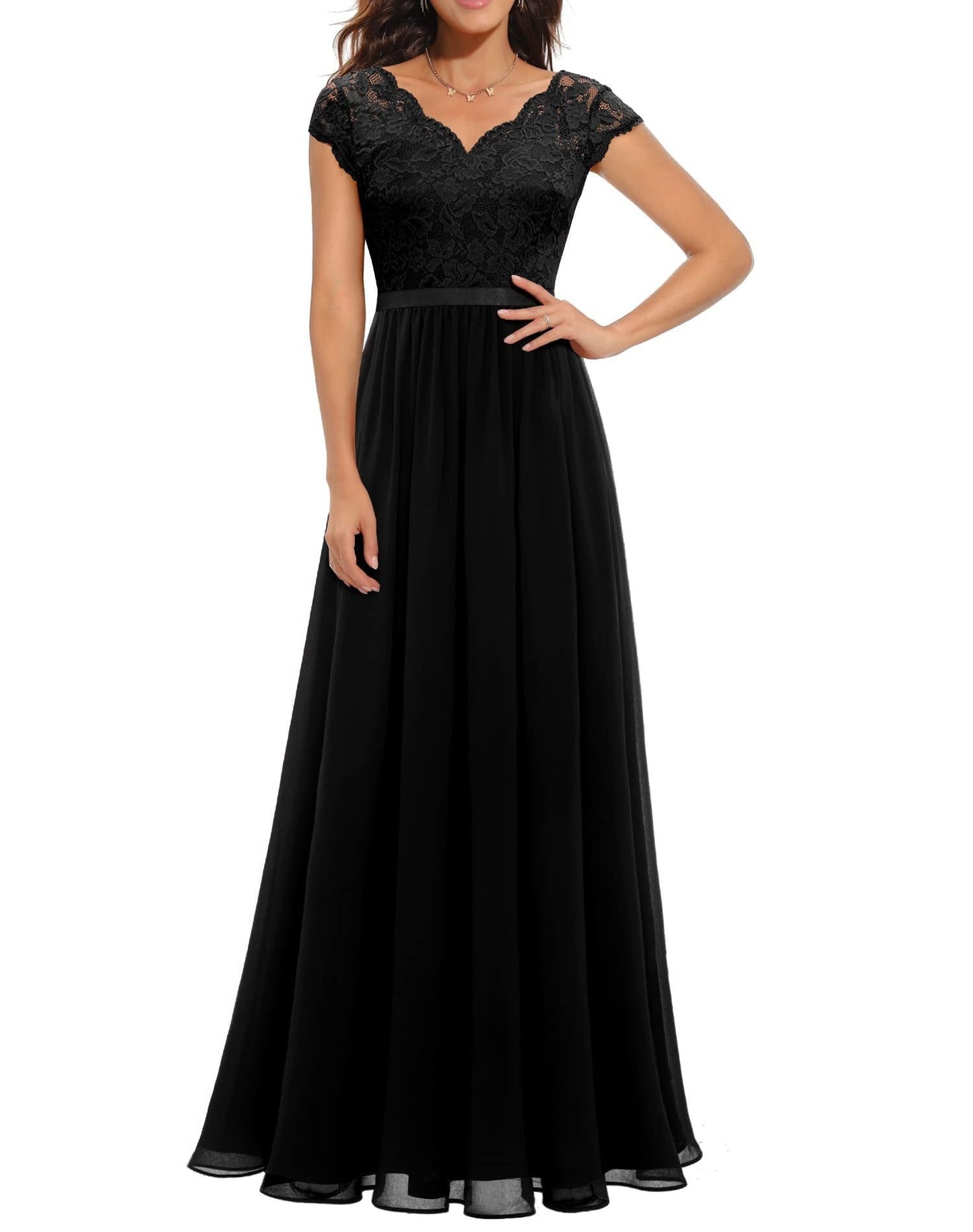 Women’s Wedding Dress Lace Bodice Short Sleeve | Maxi