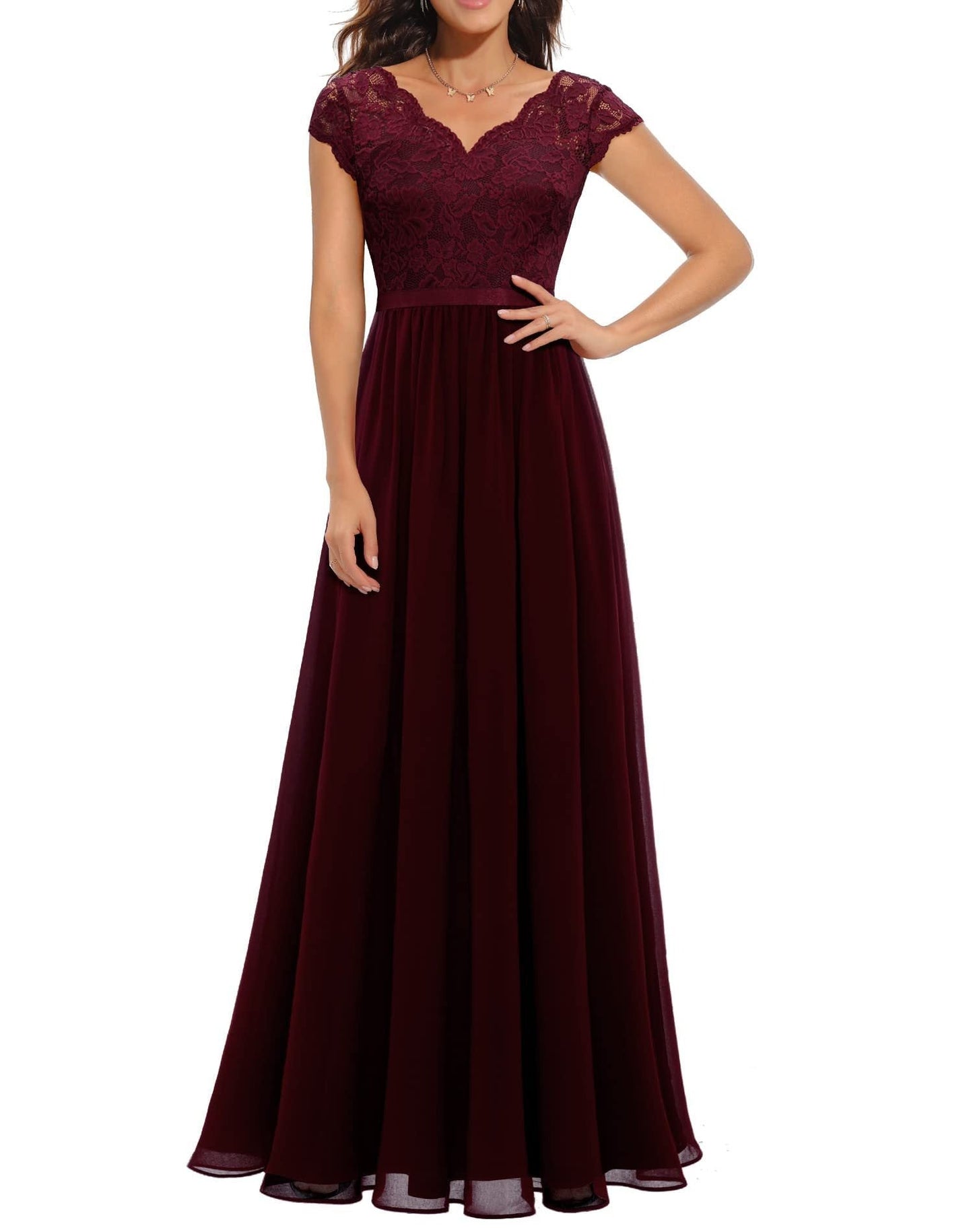Women’s Wedding Dress Lace Bodice Short Sleeve | Maxi