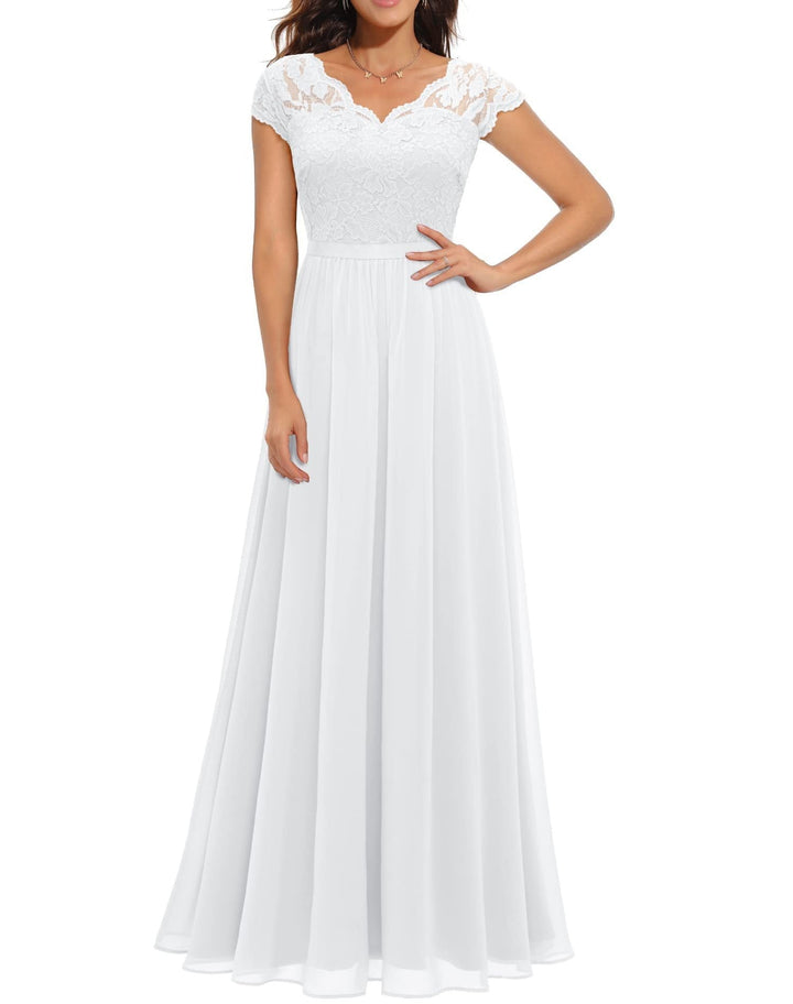 Women’s Wedding Dress Lace Bodice Short Sleeve | Maxi
