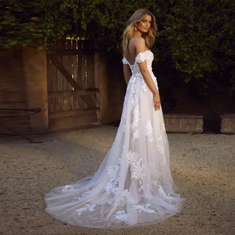 Women’s Wedding Dress Off Shoulder Lace | Bridal Gown Maxi