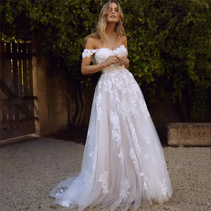 Women’s Wedding Dress Off Shoulder Lace | Bridal Gown Maxi