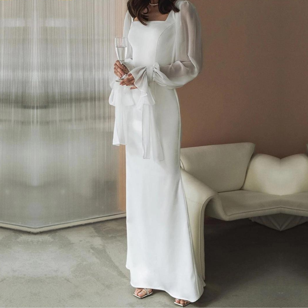 Women’s Wedding Dress Square Neck | Long Sleeve