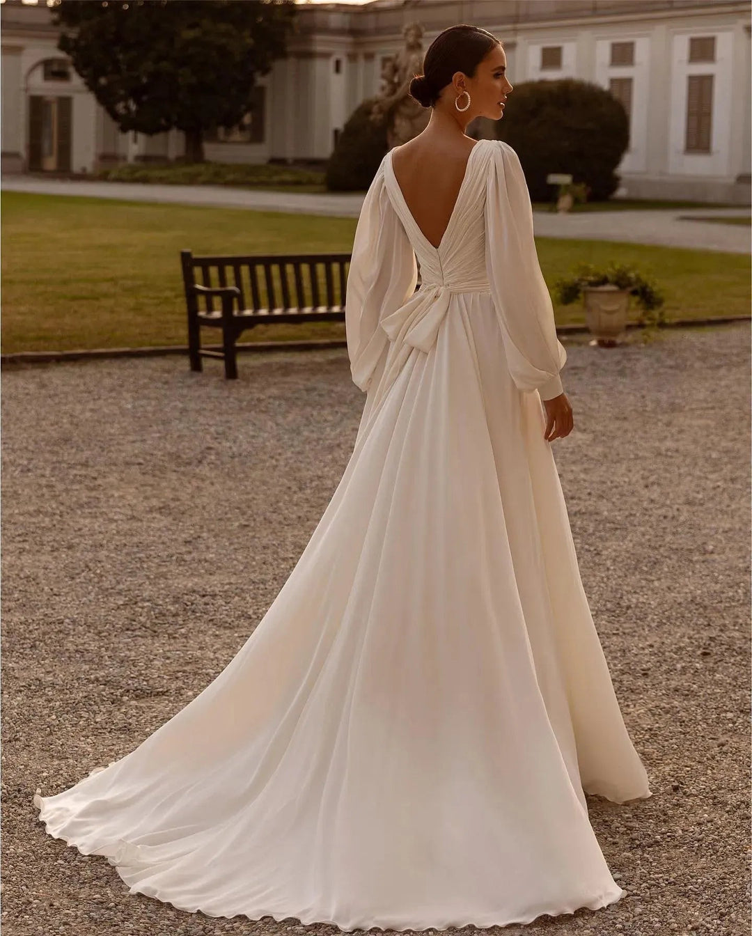 Women’s Wedding Dress V-Neck Long Sleeve | Maxi