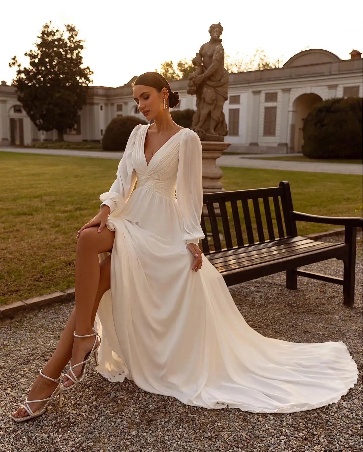 Women’s Wedding Dress V-Neck Long Sleeve | Maxi