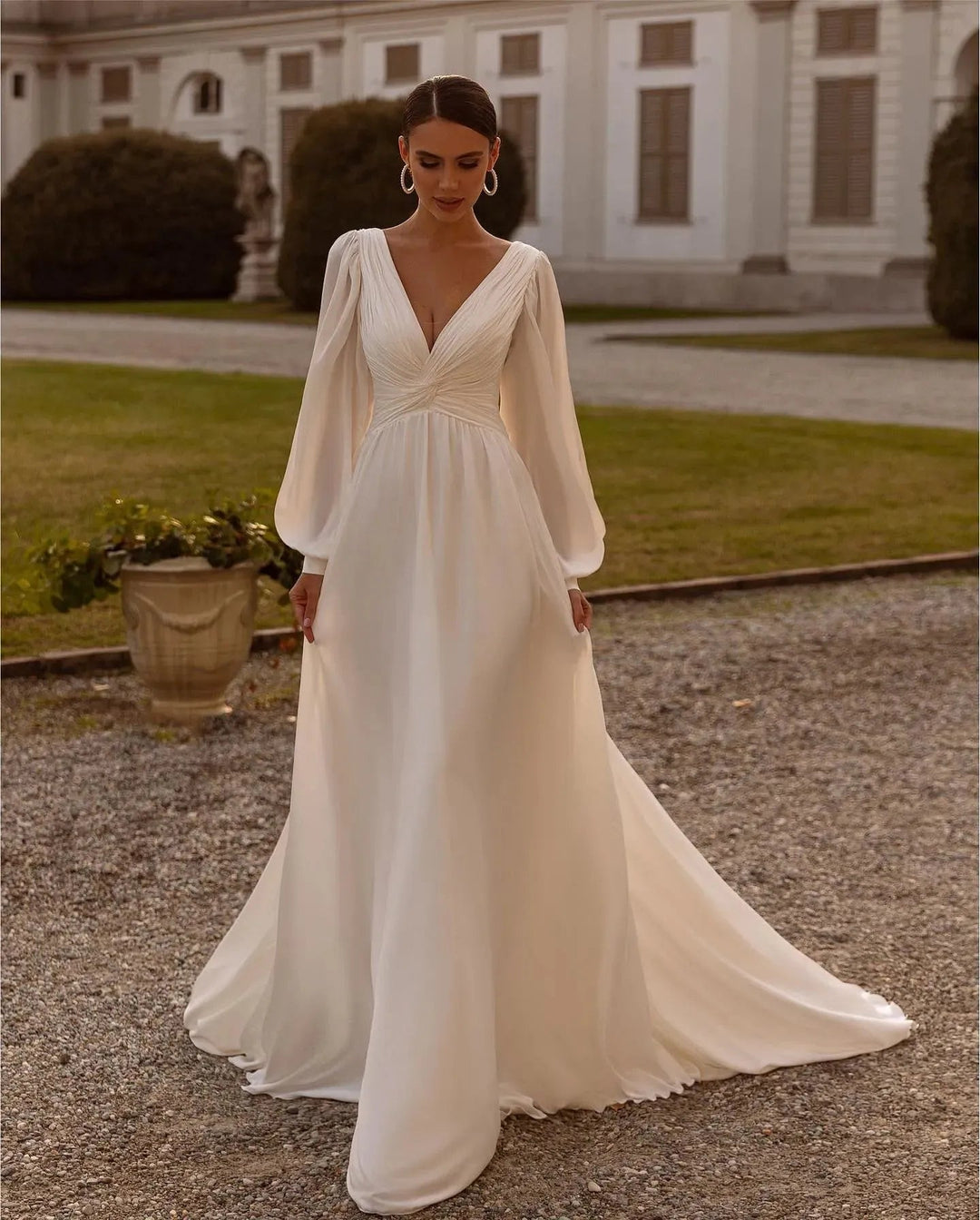 Women’s Wedding Dress V-Neck Long Sleeve | Maxi