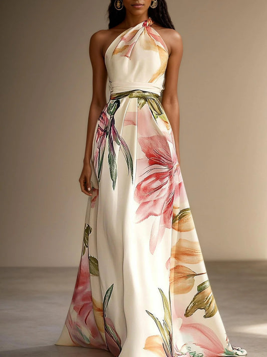Women's Wedding Guest Dress Floral Halter | Maxi