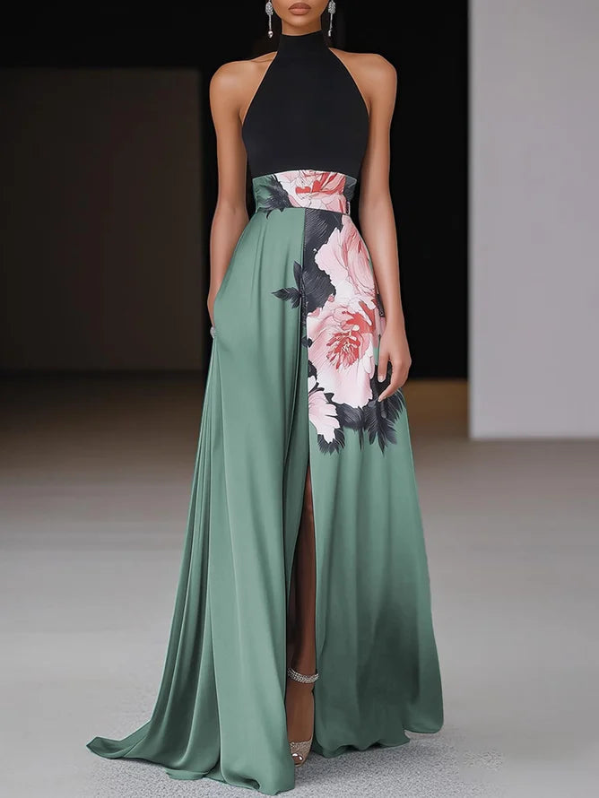 Women's Wedding Guest Dress Halter Floral | Maxi