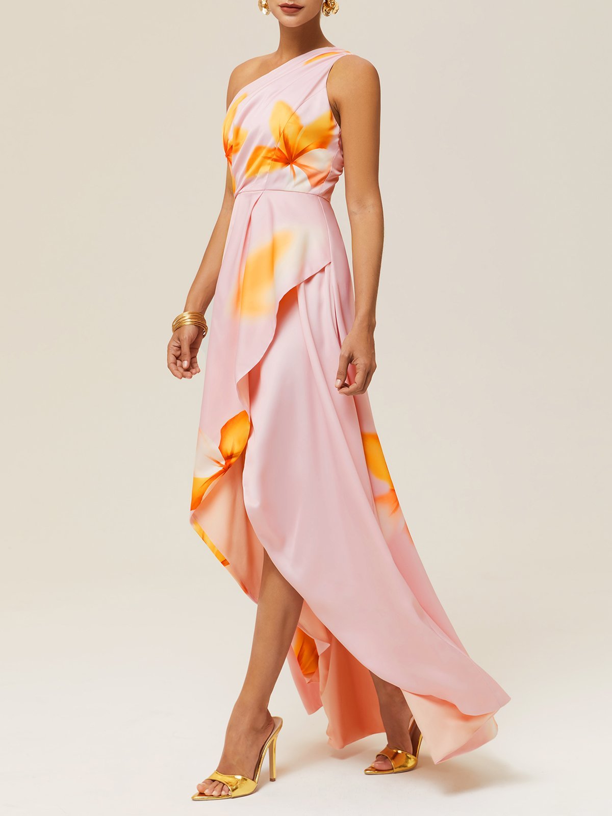 Women's Wedding Guest Dress One Shoulder Floral | Maxi