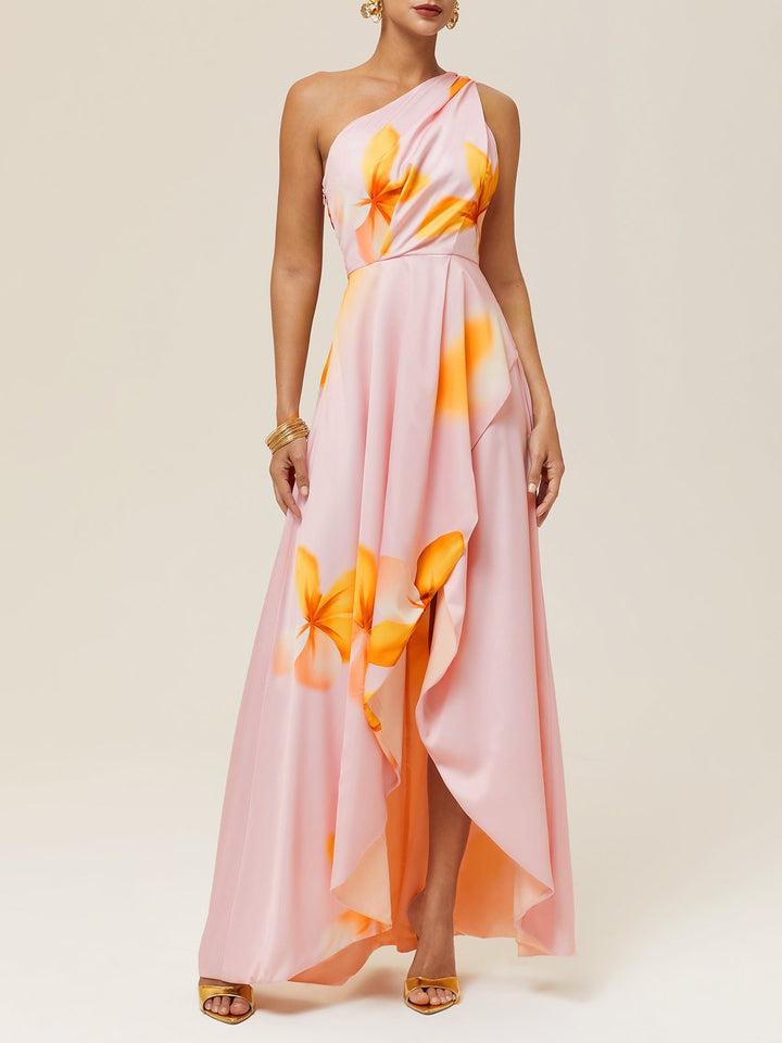 Women's Wedding Guest Dress One Shoulder Floral | Maxi