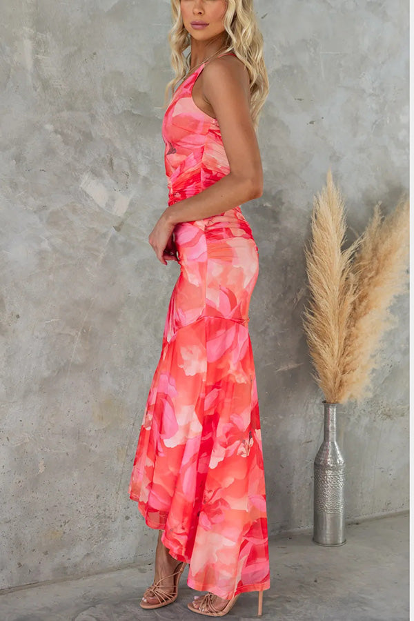 Women's Wedding Guest Dress One Shoulder Floral | Midi