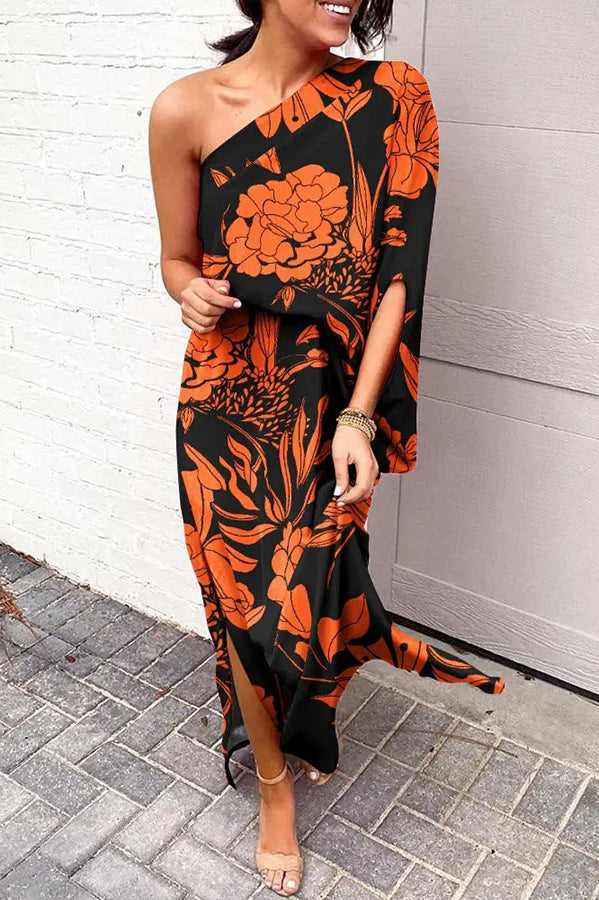 Women's Wedding Guest Dress One Sleeve Floral | Evening