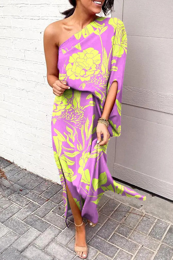 Women's Wedding Guest Dress One Sleeve Floral | Evening