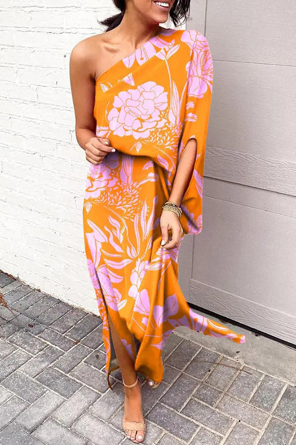Women's Wedding Guest Dress One Sleeve Floral | Evening