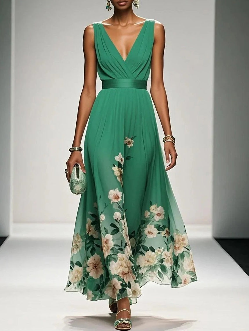 Women's Wedding Guest Dress V-Neck Floral | Maxi