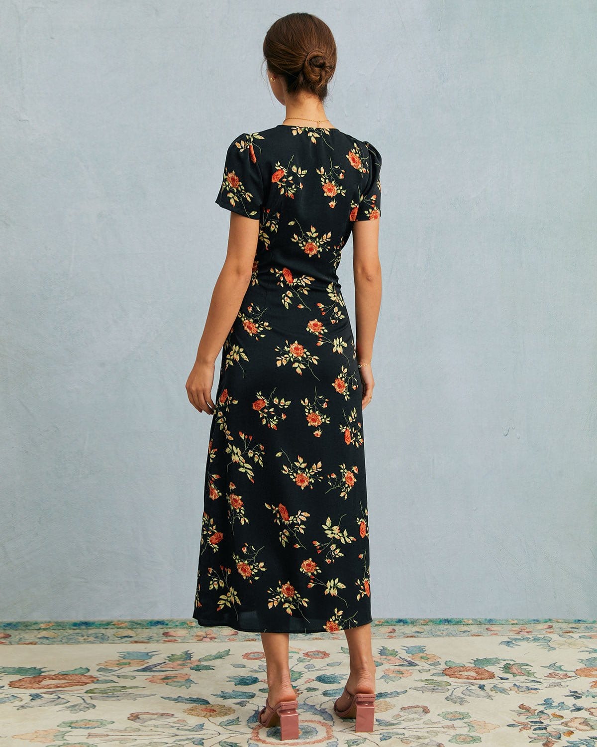 Women's Wedding Guest Dress V-Neck Floral | Midi